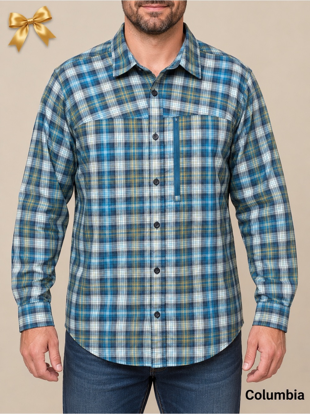 Columbia Blue Plaid Outdoor Cotton Blend Shirt Men’s XL